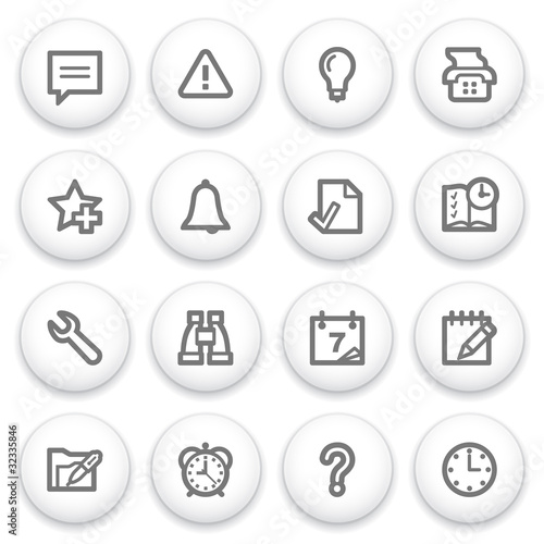 Organizer icons on white buttons.