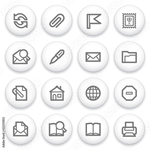 E-mail icons on white buttons.