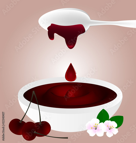 cherry jam and spoon