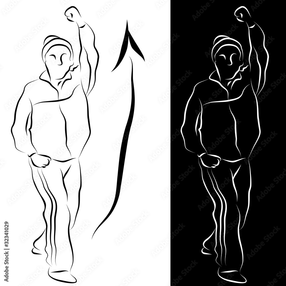 Fototapeta premium Senior Stretching Exercise Line Drawing