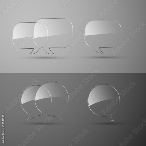 Set of realistic glass speech bubbles.