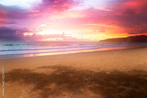 Tropical sunset on the beach. Thailand