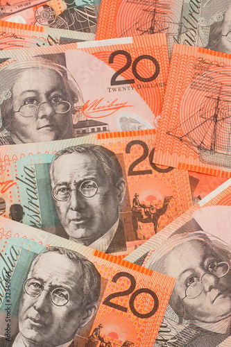 Australian Currency $20 Banknotes Background