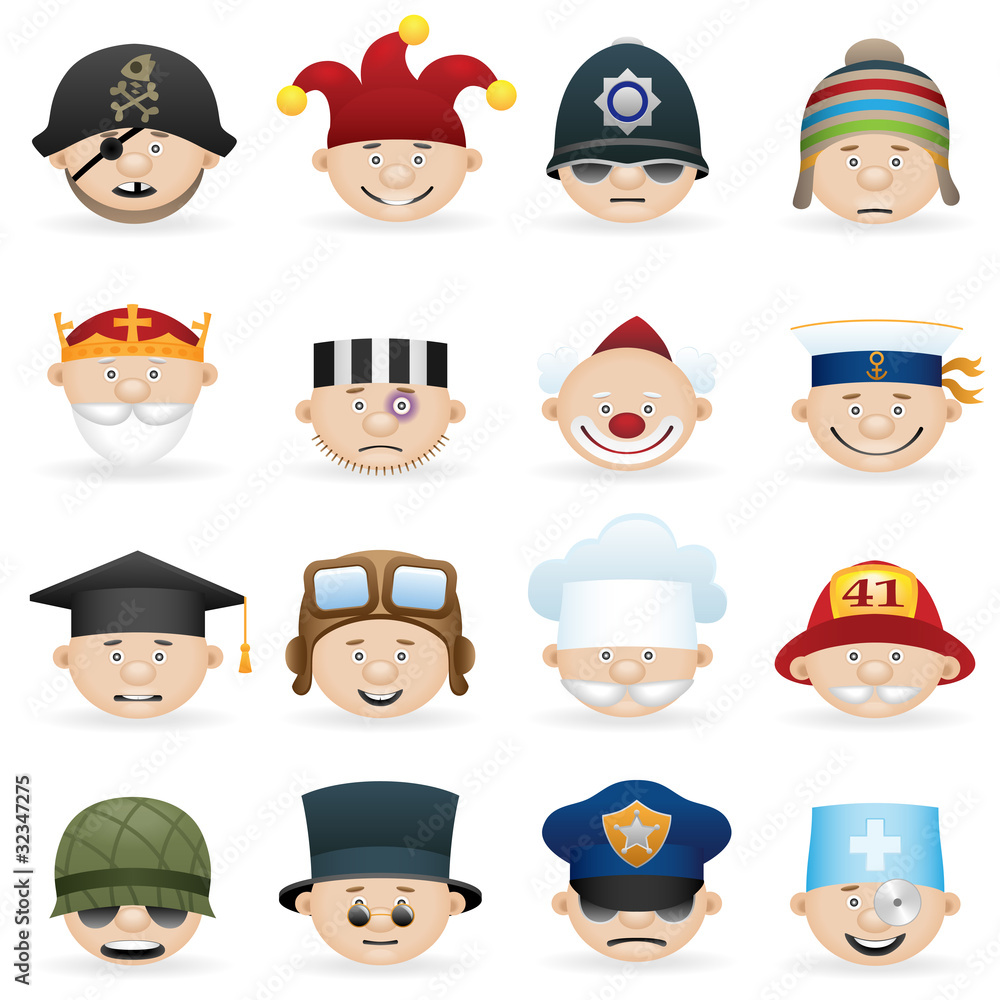People occupations icon set People occupations icon set