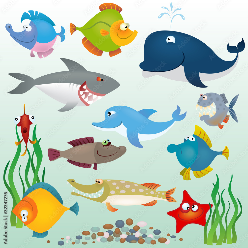 Cartoon fish set Cartoon fish set