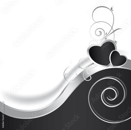 Schwarze Herzen mit Welle und Spirale