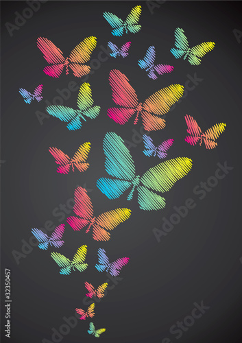 Butterflies drawn in chalk
