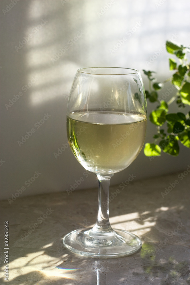 The glass of white wine The glass of white wine