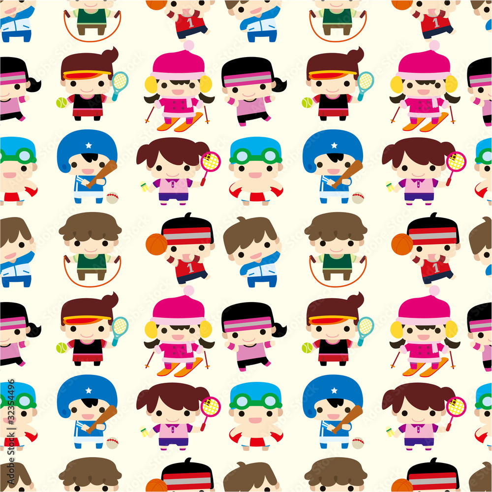 cartoon sport player seamless pattern cartoon sport player seamless pattern