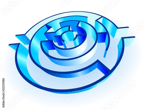 Labirinto Rotondo Blu-Round Maze Labyrinth-Vector