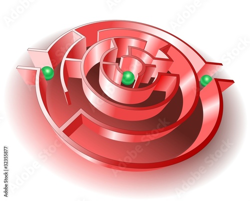 Labirinto Rosso Successo-Success Red Maze Labyrinth-Vector
