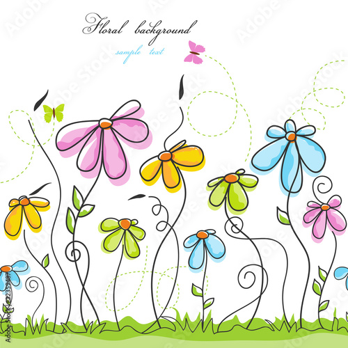 Colorful summer floral background #32359487