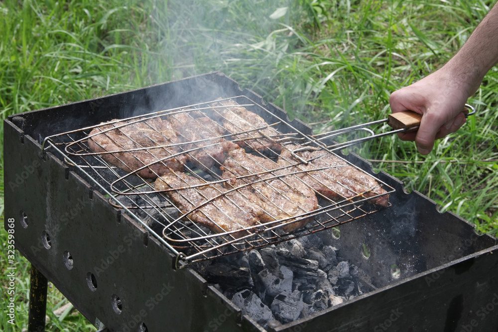 Pork steak prepared on Barbecue grill Pork steak prepared on Barbecue grill