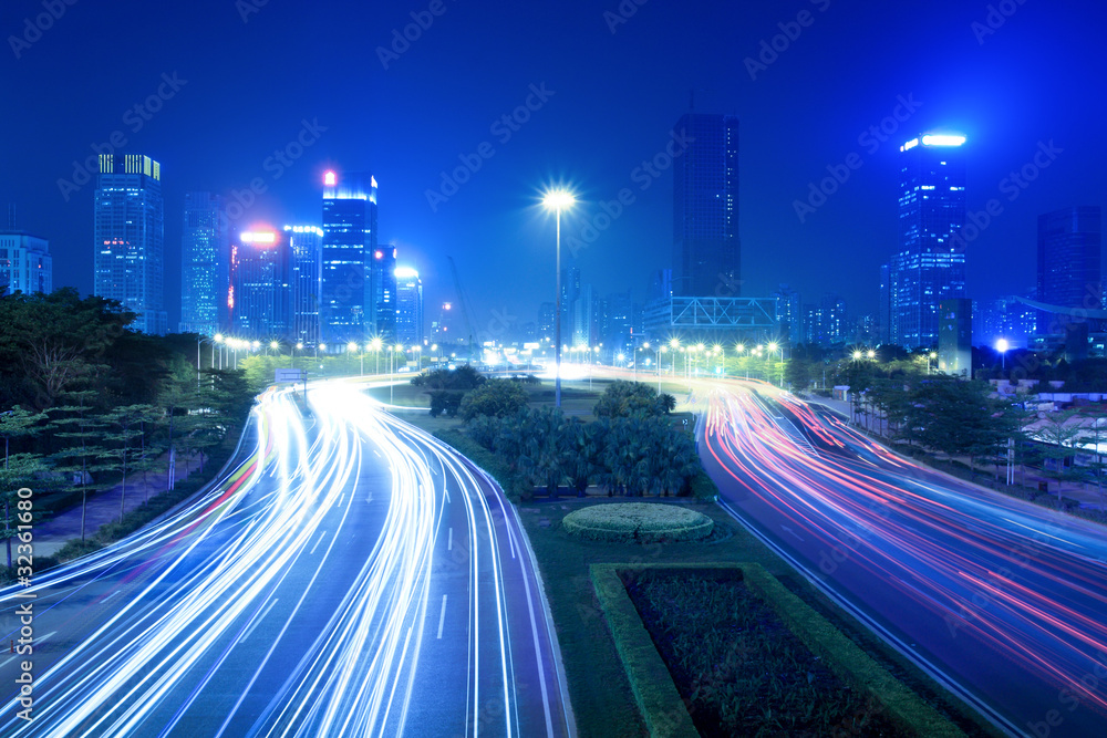 Fototapeta premium city night traffic view