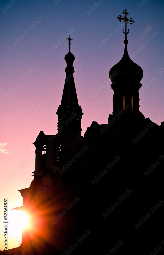 silhouette of russian church