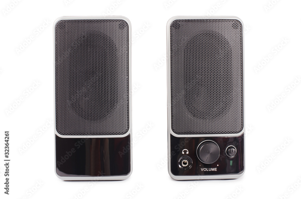 Black two speaker isolated on background Black two speaker isolated on background