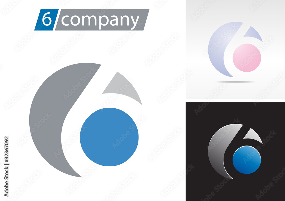 Logo spherical number 6 # Vector - obrazy, fototapety, plakaty 