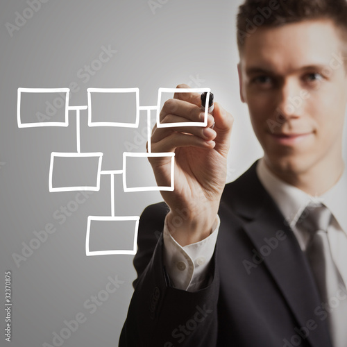 young businessman drawing diagram photo