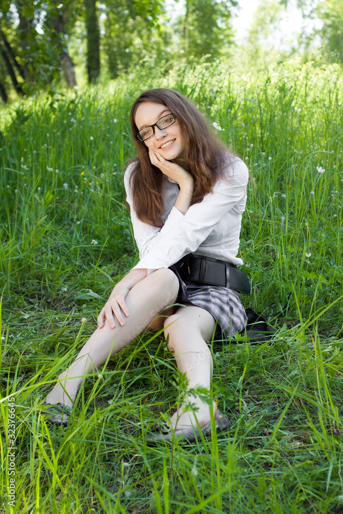 beautiful student girl in the park beautiful student girl in the park
