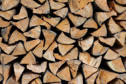 background made of cumulate firewood close up