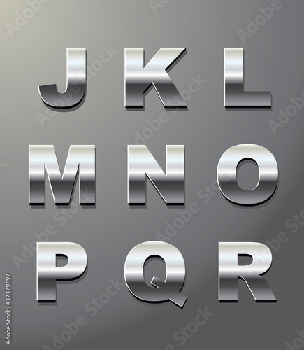 shiny metal letters in chrome