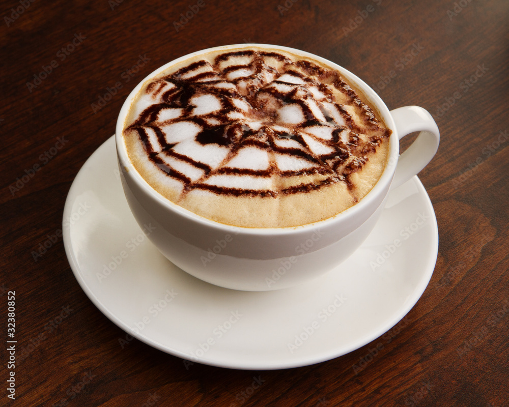 Chocolate cappuccino time.Cup of coffee Chocolate cappuccino time.Cup of coffee
