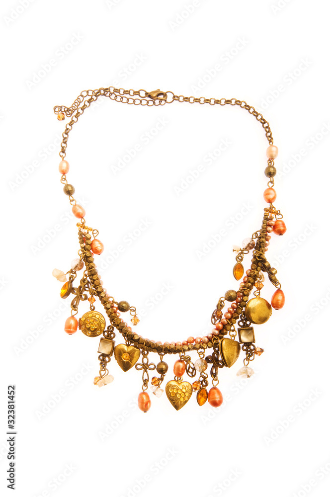 Elegant necklace isolated on the white background Elegant necklace isolated on the white background