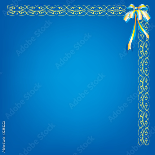 Blue background with pattern and bow