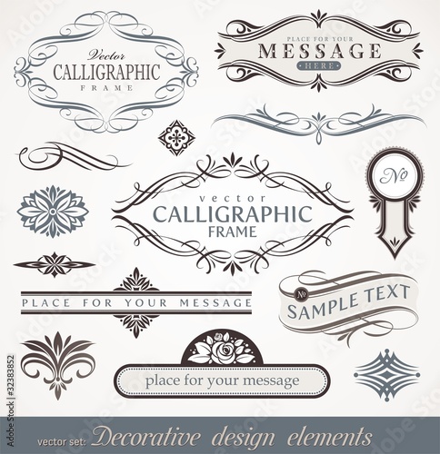 Decorative calligraphic design elements, page & book decor