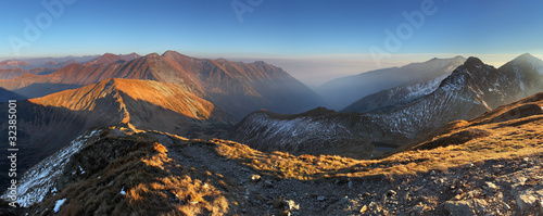 Mountain panorama from peak Volovec in West Tatras