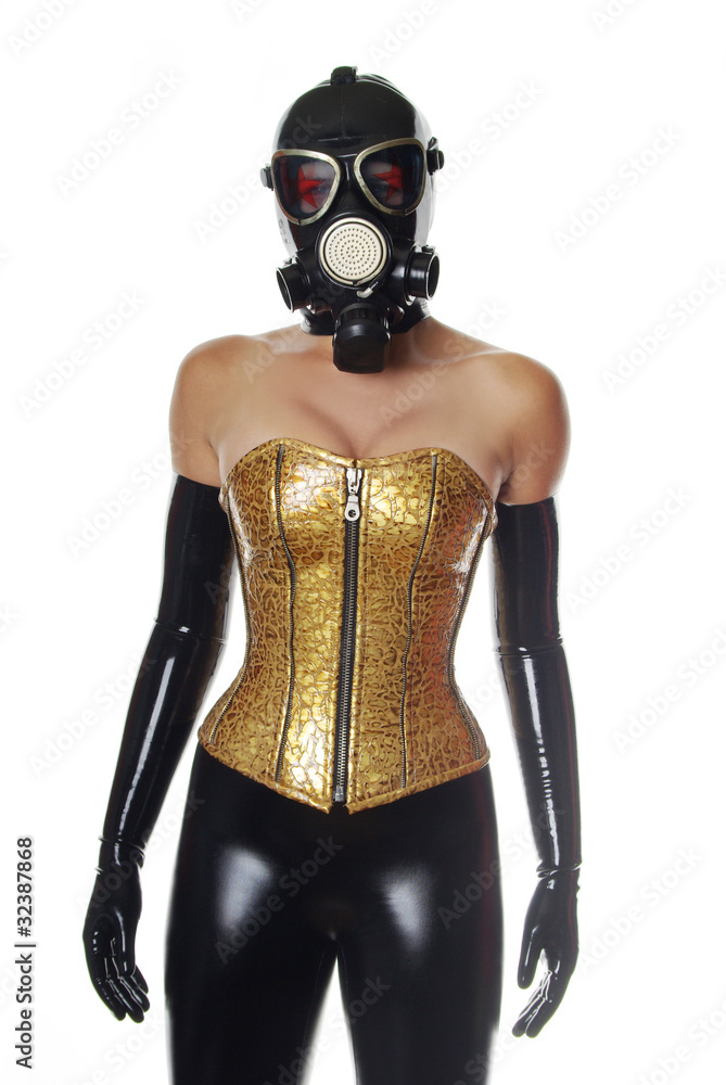 Golden PVC Corset and Black Latex Gloves Stock-Foto | Adobe Stock