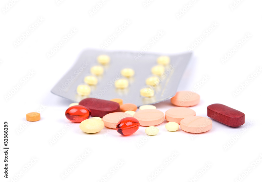 pills on white background pills on white background