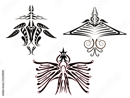 Tattoos of fantastic birds.