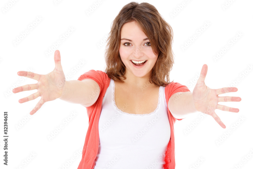 Fototapeta premium Attraktive Frau freut sich