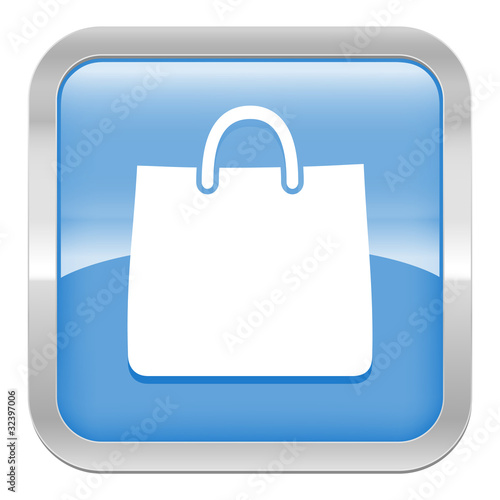 pictogramme sac shopping série carré bleu
