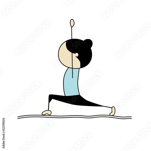 Woman practicing yoga, warrior pose