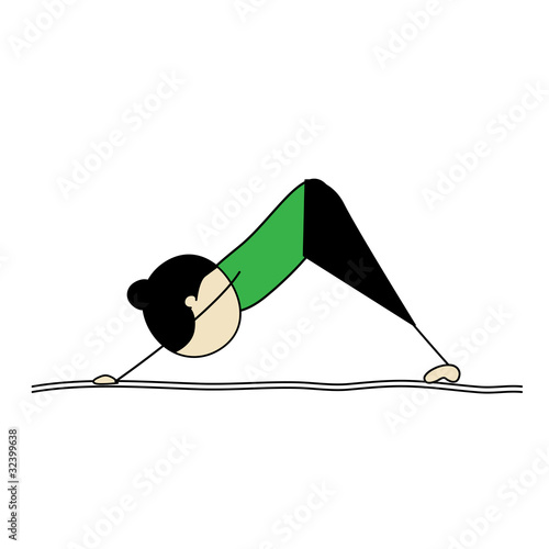 Woman practicing yoga, dog pose