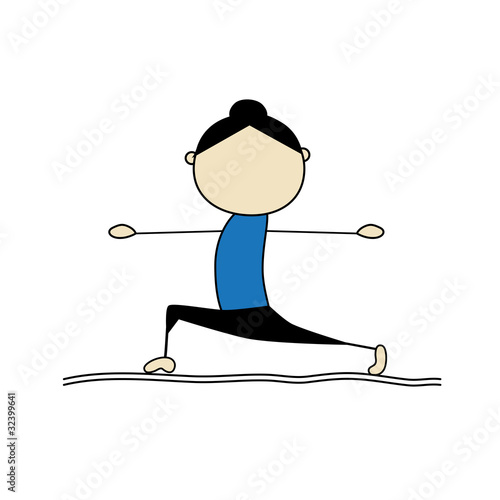 Woman practicing yoga, warrior pose