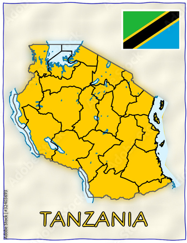 Tanzania political division national emblem flag map