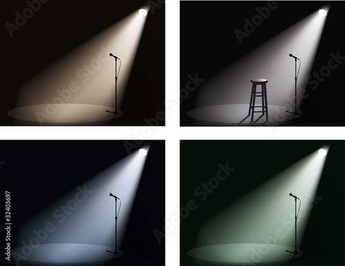 night club with spotlight and microphone