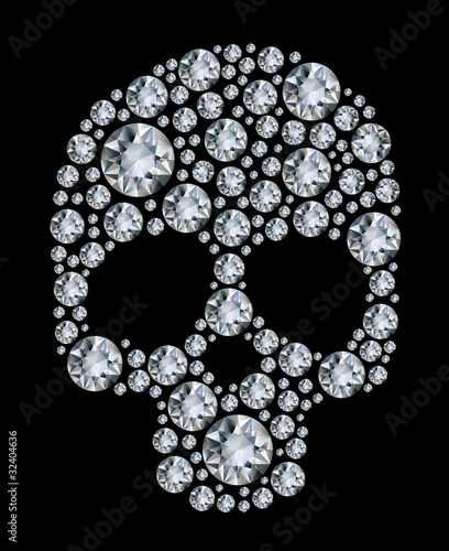 diamond skull  on black background