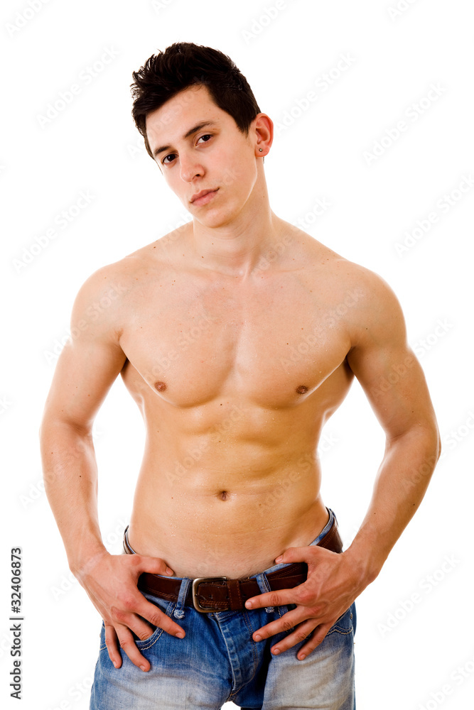 Healthy muscular young man. Isolated on white background Healthy muscular young man. Isolated on white background