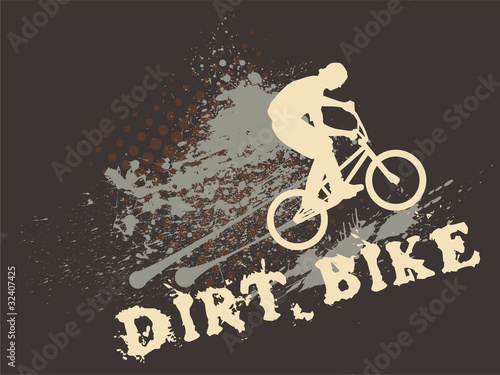 Vector illustration of a biker silhouette on grunge background