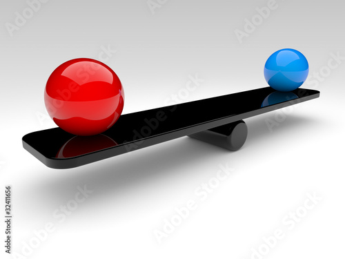 two spheres compare  balance concept 