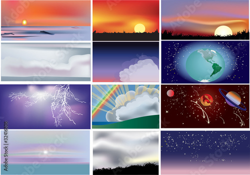 set of twelve different skies