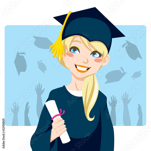 Graduate girl holding diploma