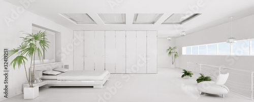 Weisses Schlafzimmer interior panorama 3d render