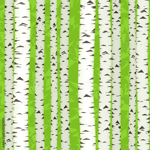 seamless birch stems illustration as spring texture background