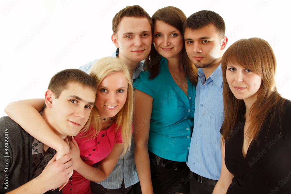 students happy group isolated on white students happy group isolated on white