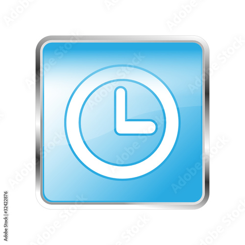 Button Uhr blau